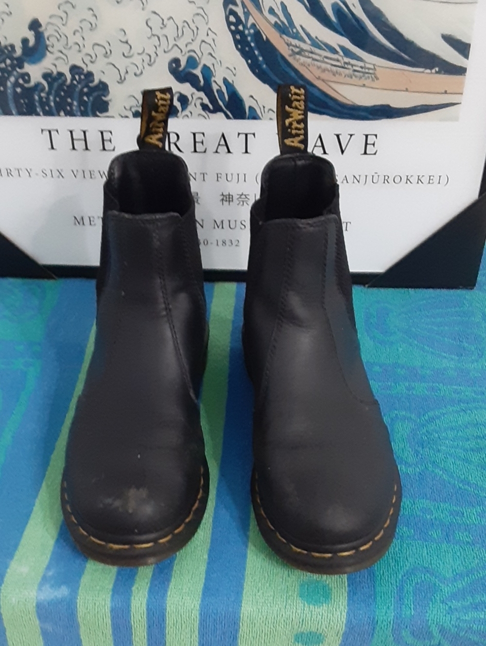 Dr. Martens Black Leather Chelsea Boots with Yellow Stitching